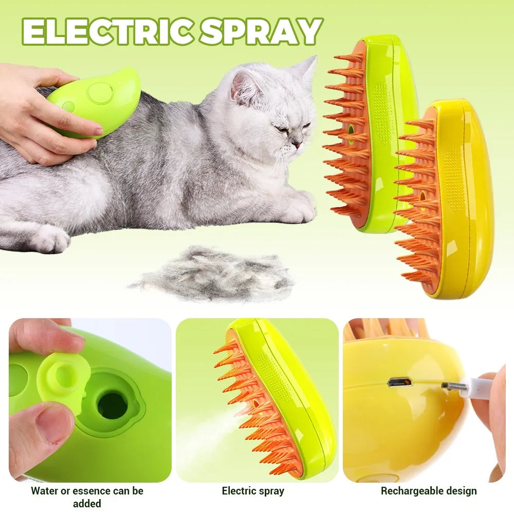 SteamGroom™ 3-in-1 Pet Steam Brush — Groom, Massage & Shine